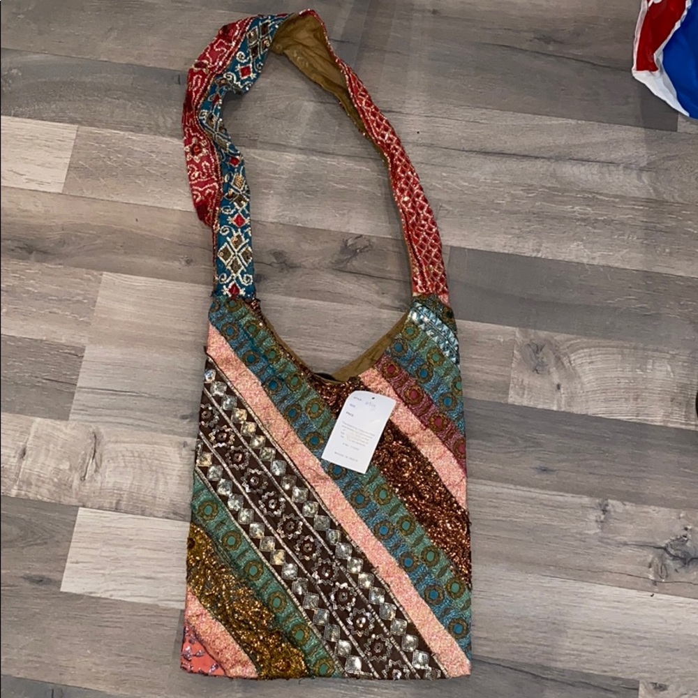 Embroidered Sequin Indie Tote Bag